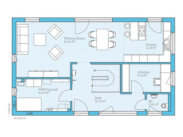 Fertighaus Vita 156 von Hanse Haus, Pultdachhaus Grundriss 1