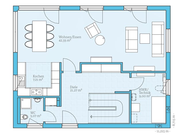 Fertighaus Vita 165 von Hanse Haus Schlüsselfertig ab 445342€, Pultdachhaus Grundriss 1
