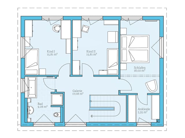 Fertighaus Vita 165 von Hanse Haus Schlüsselfertig ab 445342€, Pultdachhaus Grundriss 2