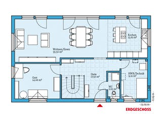 Fertighaus Vita 180 von Hanse Haus Schlüsselfertig ab 489545€, Pultdachhaus Grundriss 1