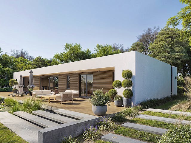 Massivhaus Bungalow 113.1 von Haus der Handwerker, Bungalow Außenansicht 1