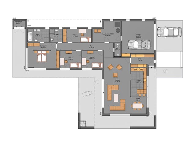 Massivhaus Bungalow 206.1 von Haus der Handwerker, Bungalow Grundriss 1