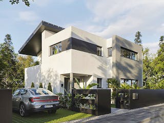 Massivhaus Lifestyle 156.1 von Haus der Handwerker, Pultdachhaus Außenansicht 2