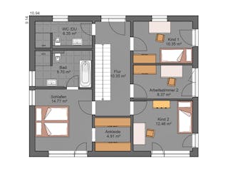 Massivhaus Stadtvilla 154.1 von Haus der Handwerker, Stadtvilla Grundriss 2