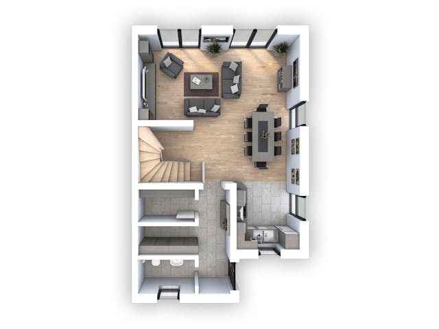 Massivhaus DHH Stadtvilla 110 von hebelHAUS, Satteldach-Klassiker Grundriss 1