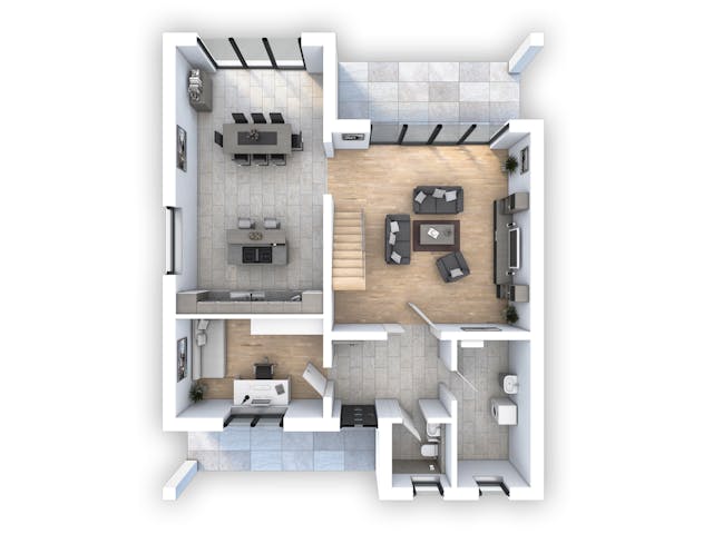 Massivhaus EFH Bauhaus 193 von hebelHAUS, Cubushaus Grundriss 1