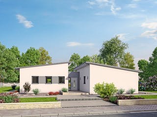 Massivhaus EFH Bungalow 105 von hebelHAUS, Bungalow Außenansicht 1