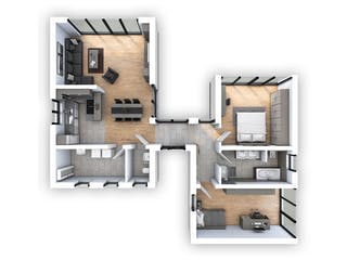 Massivhaus EFH Bungalow 105 von hebelHAUS, Bungalow Grundriss 1