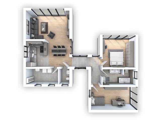 Massivhaus EFH Bungalow 105 von hebelHAUS, Bungalow Grundriss 1