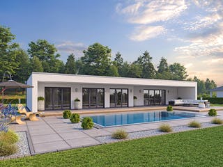 Massivhaus EFH Bungalow 115 von hebelHAUS, Bungalow Außenansicht 2