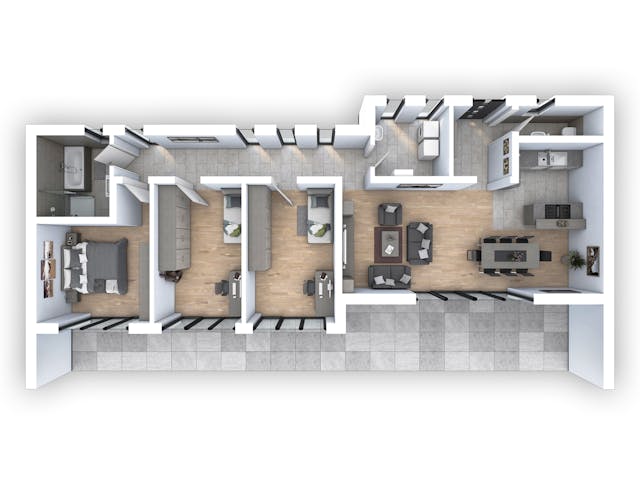 Massivhaus EFH Bungalow 115 von hebelHAUS, Bungalow Grundriss 1