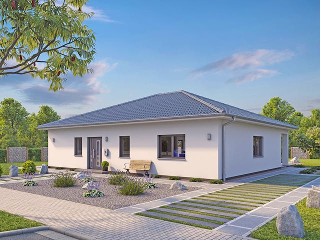 Massivhaus EFH Bungalow 125 von hebelHAUS, Bungalow Außenansicht 1