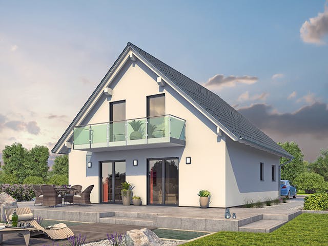 Massivhaus EFH Klassik 121 von hebelHAUS, Satteldach-Klassiker Außenansicht 1