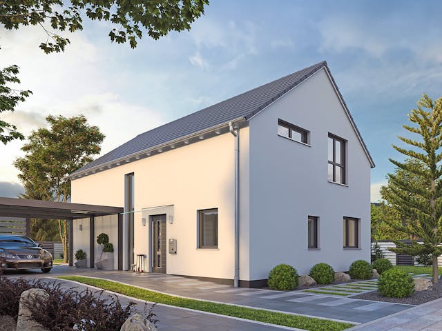 Massivhaus EFH Klassik 135 von hebelHAUS, Satteldach-Klassiker Außenansicht 1