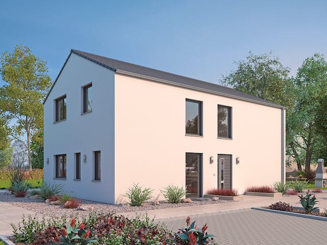 Massivhaus EFH Klassik 140 von hebelHAUS, Satteldach-Klassiker Außenansicht 1