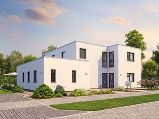 Massivhaus EFH PLUS Bauhaus 178 von hebelHAUS, Cubushaus Außenansicht 2