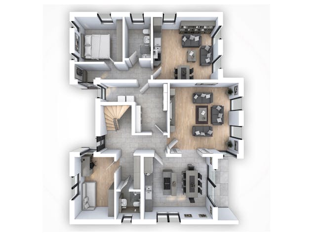 Massivhaus EFH PLUS Bauhaus 178 von hebelHAUS, Cubushaus Grundriss 1