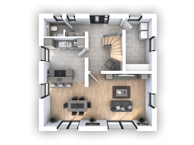 Massivhaus EFH Stadtvilla 124 von hebelHAUS, Stadtvilla Grundriss 1