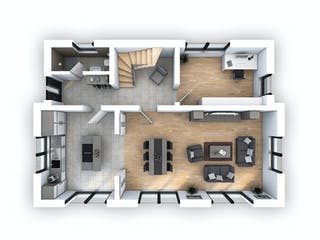 Massivhaus EFH Stadtvilla 141 von hebelHAUS, Pultdachhaus Grundriss 1