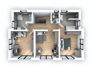 Massivhaus EFH Stadtvilla 141 von hebelHAUS, Pultdachhaus Grundriss 2