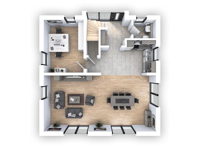 Massivhaus EFH Stadtvilla 153 von hebelHAUS, Stadtvilla Grundriss 1