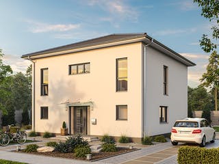 Massivhaus EFH Stadtvilla 149 von hebelHAUS Schlüsselfertig ab 329000€, Stadtvilla Außenansicht 2