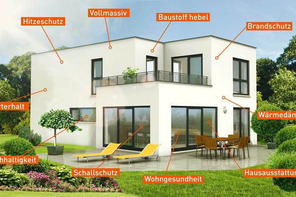 Dienstleister hebelHAUS Massivhaus mit Terrasse von hebelHAUS
