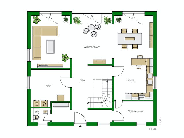 Massivhaus Leipzig von HELMA MASSIVHAUS Schlüsselfertig ab 420900€, Satteldach-Klassiker Grundriss 1