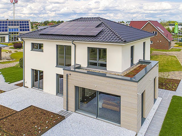 Massivhaus Stockholm von HELMA MASSIVHAUS Schlüsselfertig ab 473650€, Stadtvilla Außenansicht 3