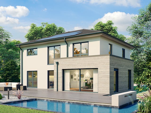 Massivhaus Stockholm von HELMA MASSIVHAUS Schlüsselfertig ab 473650€, Stadtvilla Außenansicht 2