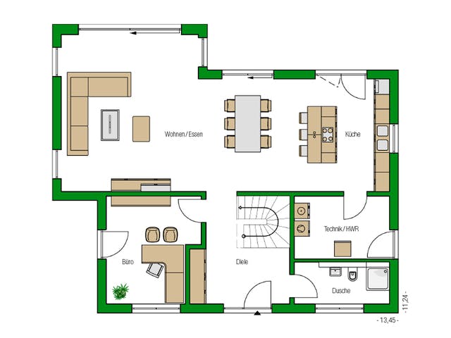 Massivhaus Stockholm von HELMA MASSIVHAUS Schlüsselfertig ab 473650€, Stadtvilla Grundriss 1