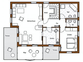 Blockhaus B162 Sutter von Frammelsberger Holzbau, Blockhaus Grundriss 1