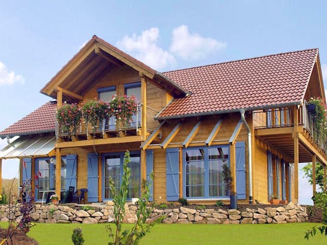 Blockhaus B165 Griesmayer von Frammelsberger R. Ingenieur-Holzbau, Blockhaus Außenansicht 1 Blockhaus B165 Griesmayer von Frammelsberger R. Ingenieur-Holzbau, Blockhaus Außenansicht 1