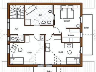 Blockhaus B167 von Frammelsberger Holzbau, Blockhaus Grundriss 1