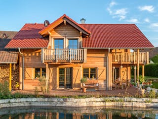 Blockhaus B138 Görlitz von Frammelsberger Holzbau, Blockhaus Außenansicht 2