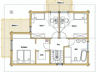 Blockhaus B138 Görlitz von Frammelsberger Holzbau, Blockhaus Grundriss 2