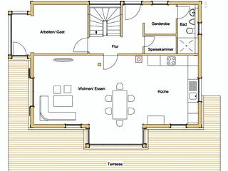 Blockhaus B155 Krank von Frammelsberger Holzbau, Blockhaus Grundriss 1
