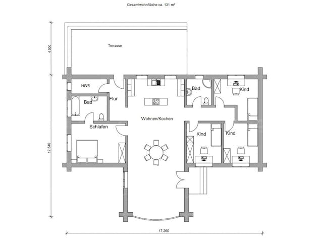 Blockhaus Blockhaus Hamburg von Holzbau Rustikal - Blockhäuser Bausatzhaus ab 155235€, Satteldach-Klassiker Grundriss 1