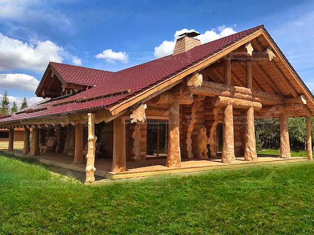 Blockhaus Blockhaus Lavanda von Holzbau Rustikal - Blockhäuser Bausatzhaus ab 273288€, Satteldach-Klassiker Außenansicht 1