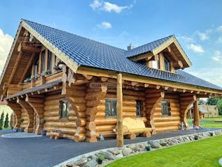 Blockhaus Blockhaus Montreal von Holzbau Rustikal - Blockhäuser Bausatzhaus ab 211680€, Satteldach-Klassiker Außenansicht 2