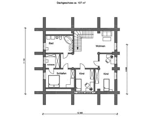Blockhaus Blockhaus Montreal von Holzbau Rustikal - Blockhäuser Bausatzhaus ab 211680€, Satteldach-Klassiker Grundriss 2
