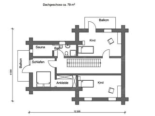Blockhaus Blockhaus Schöneberg von Holzbau Rustikal - Blockhäuser Bausatzhaus ab 254975€, Blockhaus Grundriss 2