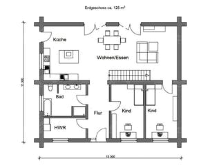 Blockhaus Blockhaus Uckermark von Holzbau Rustikal - Blockhäuser Bausatzhaus ab 243318€, Blockhaus Grundriss 1
