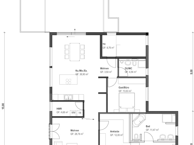 Fertighaus Homestory 173 von LEHNER HAUS - Mehrfamilienhäuser Schlüsselfertig ab 972400€, Satteldach-Klassiker Grundriss 1