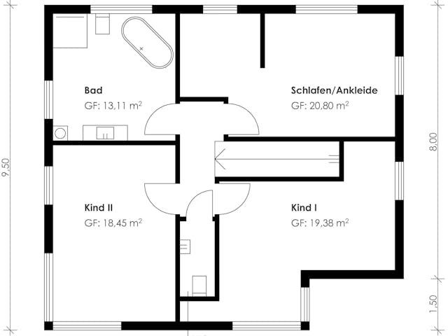 Fertighaus Homestory 188 von LEHNER HAUS Schlüsselfertig ab 366600€, Satteldach-Klassiker Grundriss 1