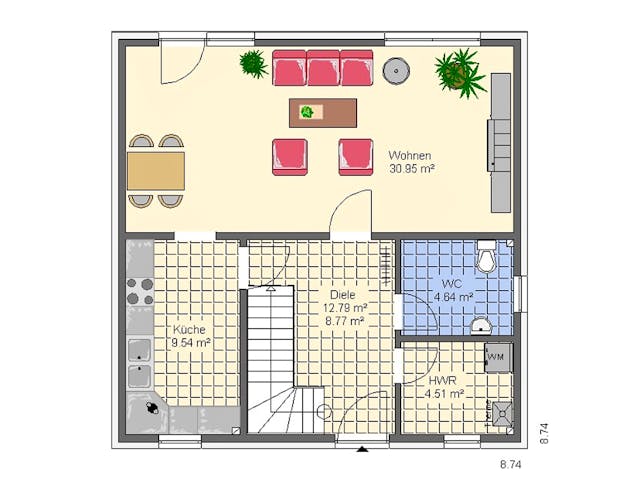 Massivhaus Marion II von HSE - Massivhaus Schlüsselfertig ab 232040€, Satteldach-Klassiker Grundriss 1