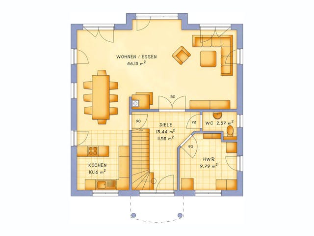 Massivhaus VarioCity 172 von HSE - Massivhaus Schlüsselfertig ab 357140€, Stadtvilla Grundriss 1