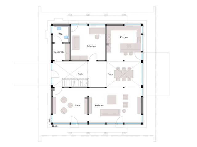 Fertighaus HUF Haus ART 5 Beispiel 5 von HUF HAUS, Fachwerk Grundriss 1