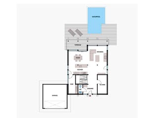 Fertighaus HUF Haus mit Flachdach - Beispiel 1 von HUF HAUS, Fachwerk Grundriss 1