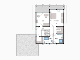 Fertighaus HUF Haus mit Flachdach - Beispiel 1 von HUF HAUS, Fachwerk Grundriss 2
